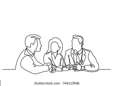 continuous line drawing of doctors meeting