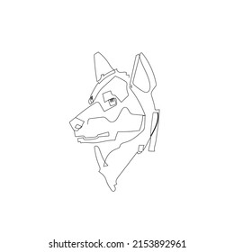 Continuous line drawing. Dog animal head illustration icon vector