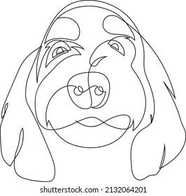 Continuous line drawing of a dog. Bernedoodle breed vector illustration. Minimal pet logo.