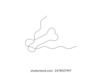 Continuous line drawing of dog bone Vector illustration.