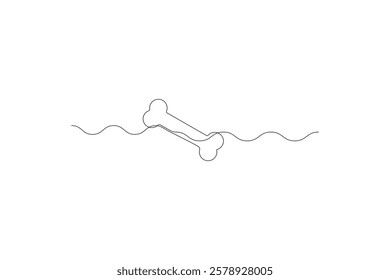 Continuous line drawing of dog bone Vector illustration.