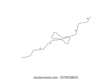 Continuous line drawing of dog bone Vector illustration.