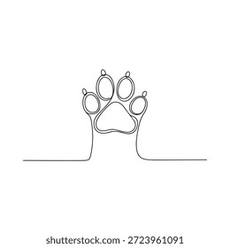 Dibujo de línea continuo de una huella de pata de perro o gato en estilo minimalista