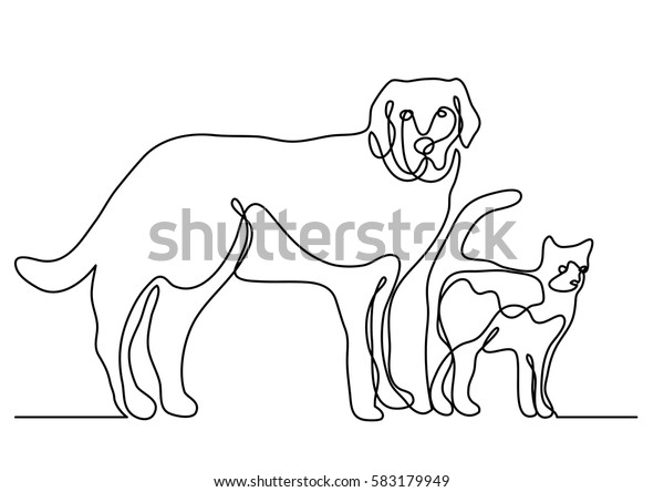 犬と猫の連続線画 のベクター画像素材 ロイヤリティフリー