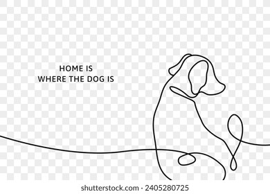 Continuous line drawing of dog. Dog dachshund on gray background