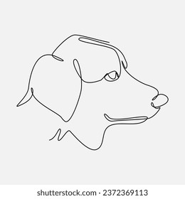 continuous line drawing of dog head. side view. editable stroke. vector illustration