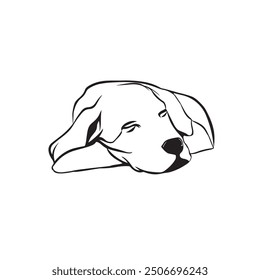 Continuous Line Drawing Dog isolated on white background. Creative sleeping dog one line decoration.