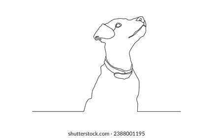 Continuous line drawing of a dog looking up design