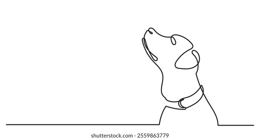 Continuous line drawing of a dog. the pet domestic animals. The Concept of Pet Care, Love for Pets, Compassion, and Animal Communication. Dog vector.