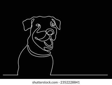 continuous line drawing of dog portrait