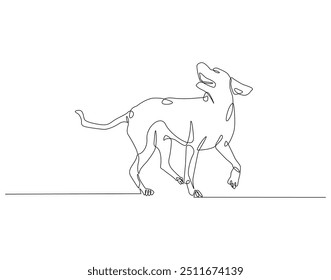 Continuous line drawing of dog. Single line illustration of dog animal. International dog day concept. Editable outline