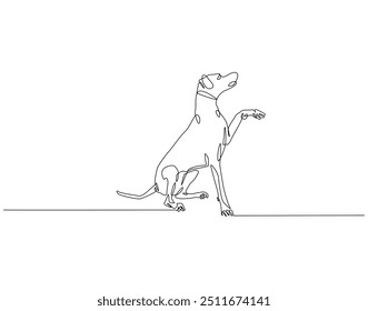 Continuous line drawing of dog. Single line illustration of dog animal. International dog day concept. Editable outline
