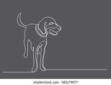 continuous line drawing of dog standing