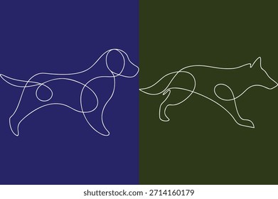 Dibujo de línea continua de perros en movimiento
