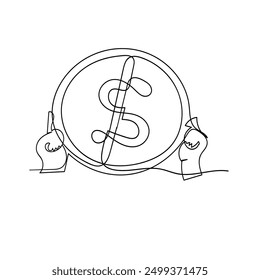 Continuous line drawing of a dollar sign. elegantly crafted with smooth curves and minimalistic design. icon vector illustration