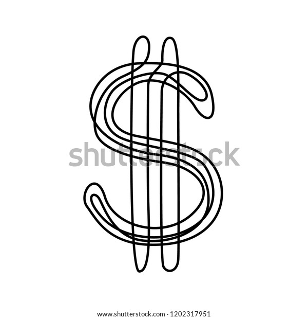 Continuous Line Drawing Dollar Sign Vector Stock Vector (Royalty Free