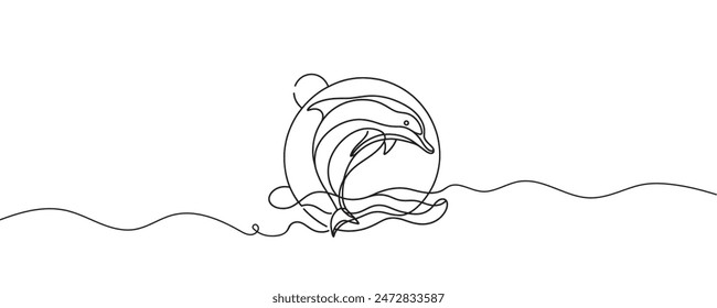 Continuous line drawing of a dolphin. One dolphin line. vector illustration