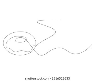 Continuous line drawing of donut. One line donut drawing. One line bakery concept. Single line vector illustration 