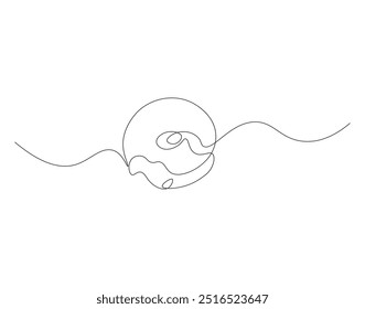 Continuous line drawing of donut. One line donut drawing. One line bakery concept. Single line vector illustration 