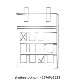 continuous line drawing doodle Calendar icon. Simple vector illustration