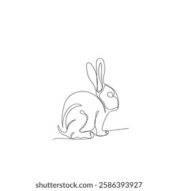 continuous line drawing doodle icon rabbit