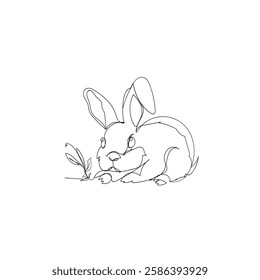 continuous line drawing doodle icon rabbit