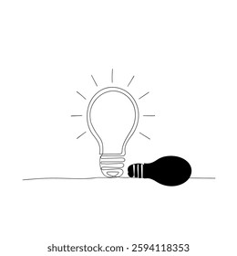 continuous line drawing doodle Lamp icon set. Light bulb icon vector. idea symbol.