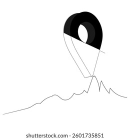 Continuous line drawing doodle  Location icon vector. destination icon. map pin