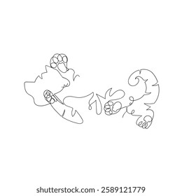 continuous line drawing doodle Minimalist cats line art