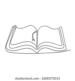 Continuous line drawing doodle  open book icon vector. book icon school