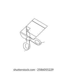 continuous line drawing doodle school equipment