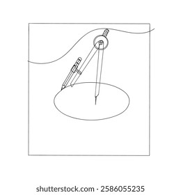 continuous line drawing doodle school equipment