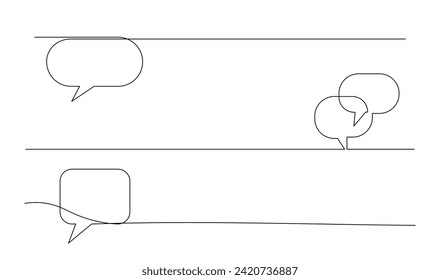 Continuous Line Drawing of Doodle Speech Bubble. template