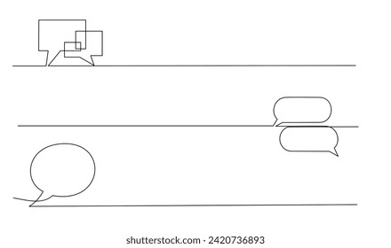 Dibujo continuo de la burbuja del discurso del doodle. plantilla
