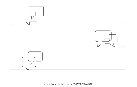 Dibujo continuo de la burbuja del discurso del doodle. plantilla