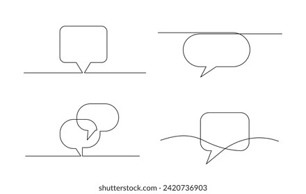 Continuous Line Drawing of Doodle Speech Bubble. template