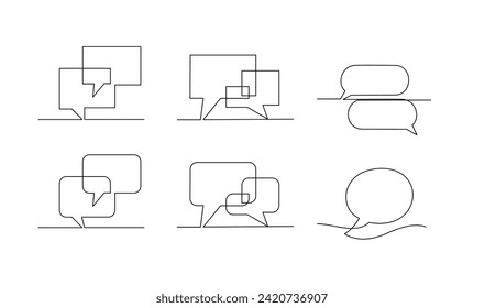 Continuous Line Drawing of Doodle Speech Bubble. template