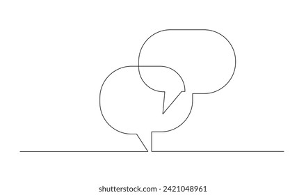 Kontinuierliche Linienzeichnung der Doodle-Sprechblase. Vorlage