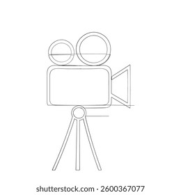 Continuous line drawing doodle  video camera icon vector. movie sign. cinema