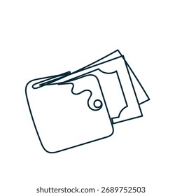 Dibujo de línea continua Doodle Billetera y dinero