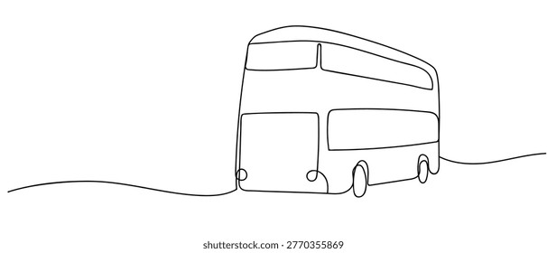 continuous line drawing of double decker buses vector illustration