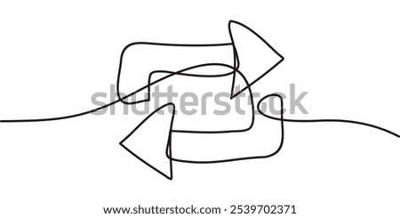 continuous line drawing of double exchange arrow symbol. abstract line art illustration