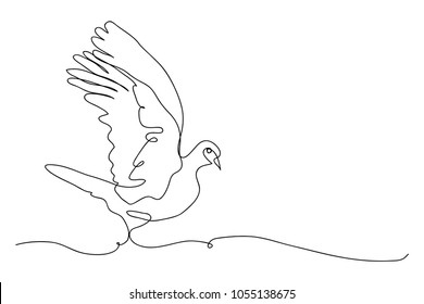 Continuous Line Drawing Of A Dove Symbol Of Peace Vector Illustration