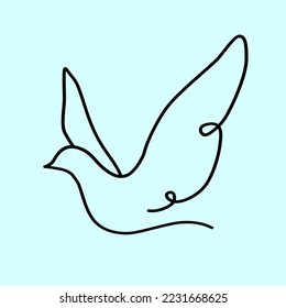 Continuous line drawing of dove symbol of love and piece. Single one line art of pigeon. vector illustration artwork
