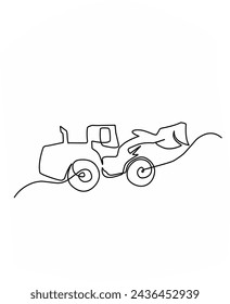 Continuous line drawing of Dredge. Dredging vector illustration concept