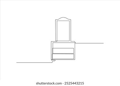 continuous line drawing of dressing table