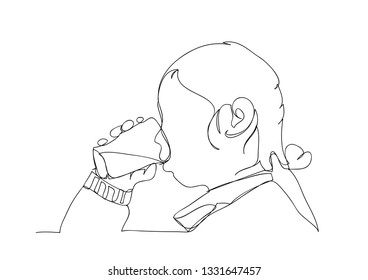 Continuous line drawing of drinking glass