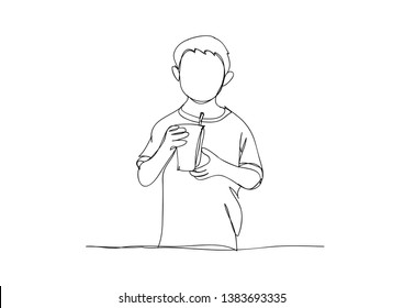 Continuous line drawing of drinking glass