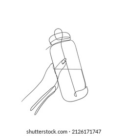 continuous line drawing drinking water fitness bottle illustration icon isolated