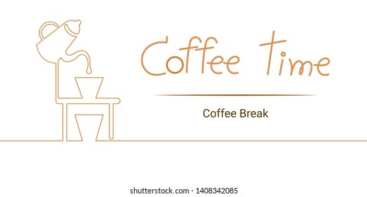 continuous line drawing of drip coffee on white background. time for relax.
